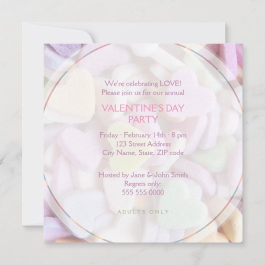 キャンディハートズバレンタインデーカクテルパーティー 招待状 (裏面)