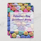 キャンディハートバレンタインデイパーティの招待状 招待状 (正面/裏面)