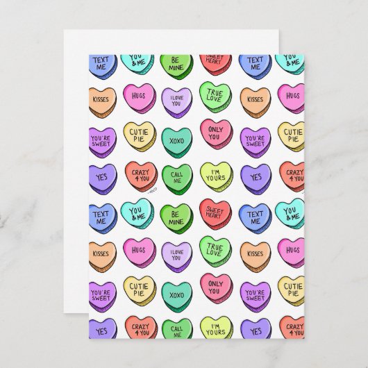 キャンディハートバレンタインデーのはがき ポストカード (正面/裏面)