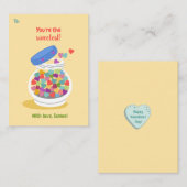 キャンディハートバレンタインデーのカード – キッズスイーツ ノートカード (正面/裏面)