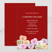 キャンディハートバレンタインパーティーの招待状 招待状 (正面/裏面)