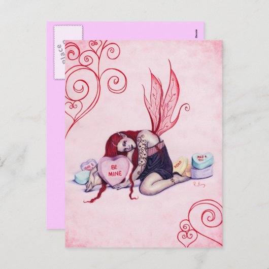 キャンディハートバレンタイン妖精はがき シーズンポストカード (正面/裏面)