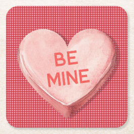 キャンディハートバレンタイン紙コースター スクエアペーパーコースター