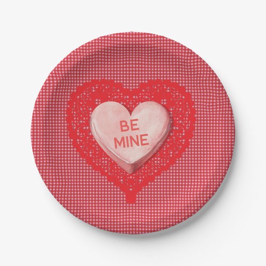キャンディハートバレンタイン紙コースター ペーパープレート (正面)