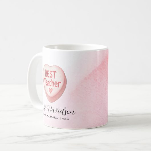 キャンディハートバレンタイン | ベストティーチャーモノグラム コーヒーマグカップ (正面左)