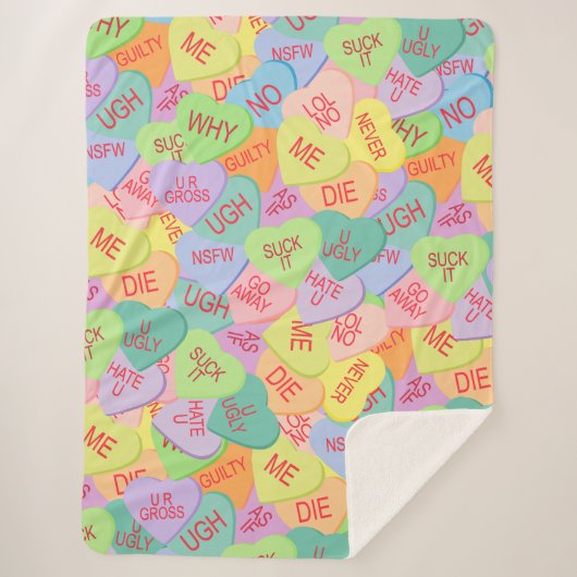 キャンディハートパターン – SFW シェルパブランケット (正面)