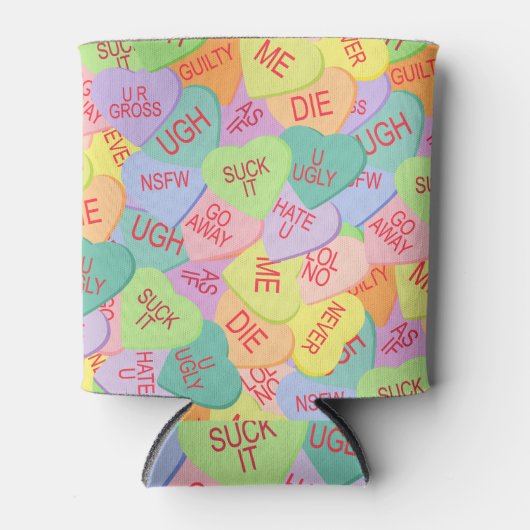 キャンディハートパターン – SFW 缶クーラー (正面)