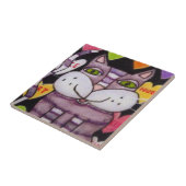 キャンディハートパープルキャットバレンタイン タイル (側面)