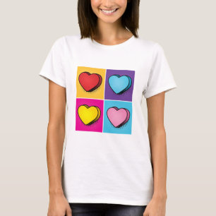キャンディハートポップ・アートのハートアートバレンタインデー Tシャツ