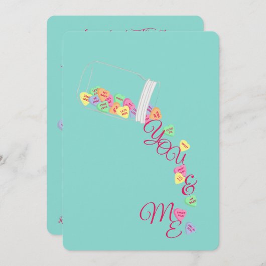 キャンディハートYou & Meお祝いシャワーパーティー 招待状 (正面/裏面)