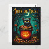 キャンディバケツ及び黒猫ハロウィン ポストカード (正面/裏面)