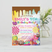 キャンディバースデーパーティ招待状スイーツ棒つきキャンデー 招待状 (スタンド正面)