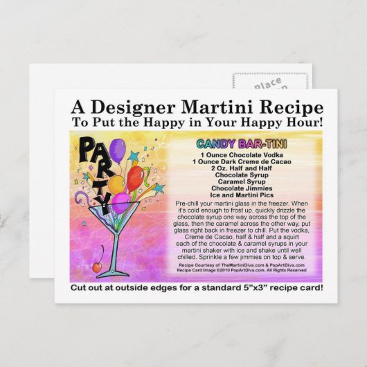 キャンディバーマルティーニレシピカードポストカード ポストカード (正面/裏面)