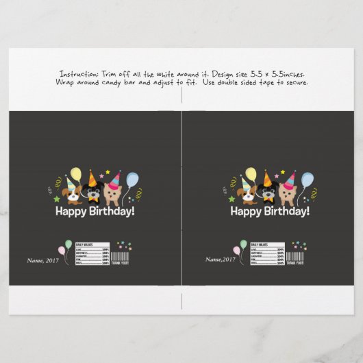 キャンディバーラッパーハッピーバースデーキッズドッグパーティー チラシ (正面)