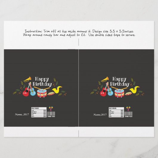 キャンディバーラッパーハッピーバースデーキッズミュージックパーティー チラシ (正面)