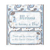 キャンディバーラッパ赤ちゃんシャワーブルーボーイパーティーのお願い ノートパッド (正面)