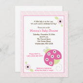 キャンディパイてんとう虫の女の子のベビーシャワーの招待状 招待状 (正面/裏面)