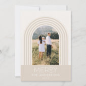 キャンディパステルクリームストライプレインボーフォトクリスマス シーズンカード (正面)