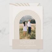 キャンディパステルクリームストライプレインボーフォトクリスマス シーズンカード (正面/裏面)