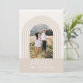 キャンディパステルクリームストライプレインボーフォトクリスマス シーズンカード (スタンド正面)