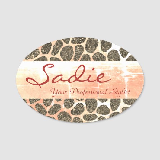 キャンディパッチワークアニマルプリント 名札 (正面)