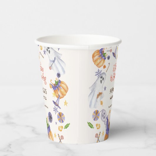 キャンディパンプキン幽霊ハロウィーンベビーウェルカムサイン 紙コップ (右)