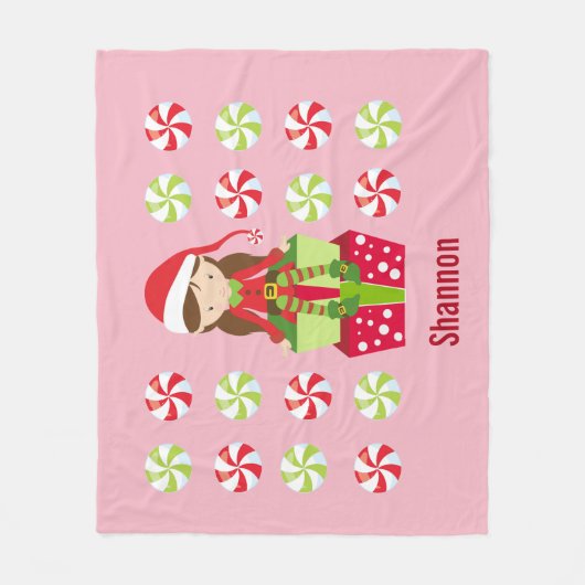 キャンディパーソナライズされたクラッシュ女性小妖精や小人 フリースブランケット (正面)