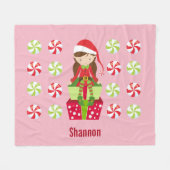 キャンディパーソナライズされたクラッシュ女性小妖精や小人 フリースブランケット (正面(横))