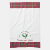 キャンディパーソナライズされたケインの姓クリスマス キッチンタオル (縦)
