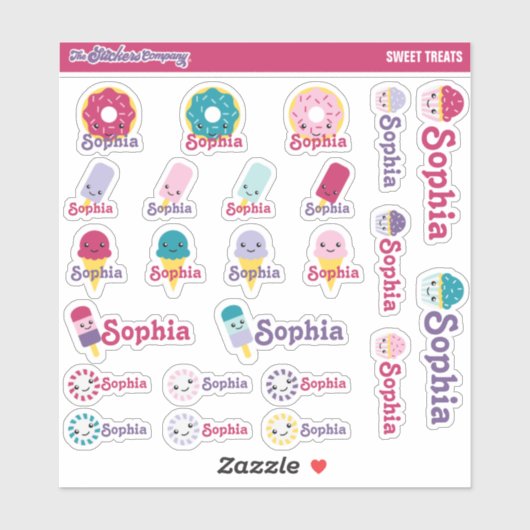 キャンディパーソナライズされたスイーツ名ラベル |学校 シール (シート)