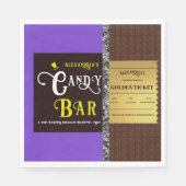キャンディパーソナライズされたバーゴールデンチケットパーティー スタンダードランチョンナプキン (正面)