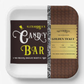 キャンディパーソナライズされたバーゴールデンチケットパーティー ペーパープレート (正面)