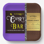 キャンディパーソナライズされたバーゴールデンチケットパーティー ペーパープレート (正面)