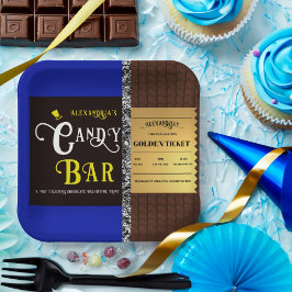 キャンディパーソナライズされたバーゴールデンチケットパーティー ペーパープレート