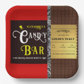 キャンディパーソナライズされたバーゴールデンチケットパーティー ペーパープレート (正面)