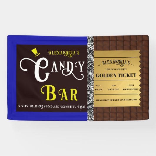 キャンディパーソナライズされたバーゴールデンチケット 横断幕 (横)