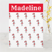 キャンディパーソナライズされたー・ケーン・クリスマス カード (黄色い花)