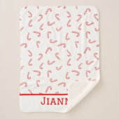 キャンディパーソナライズされたー・ケーン・クリスマス シェルパブランケット (正面)