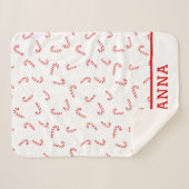 キャンディパーソナライズされたー・ケーン・クリスマス シェルパブランケット (正面(横))