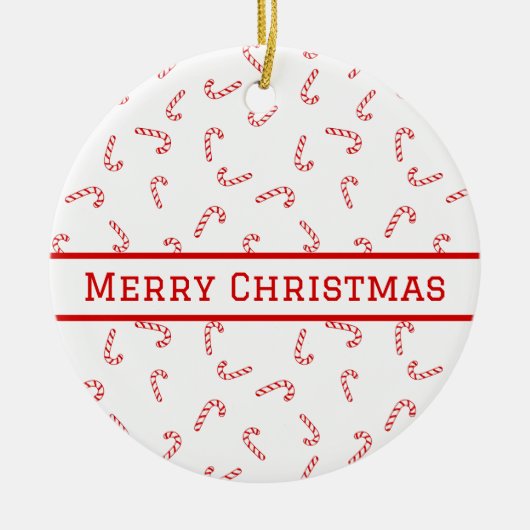 キャンディパーソナライズされたー・ケーン・クリスマス セラミックオーナメント (正面)