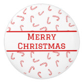 キャンディパーソナライズされたー・ケーン・クリスマス セラミックノブ (正面)