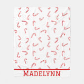 キャンディパーソナライズされたー・ケーン・クリスマス フリースブランケット (正面)