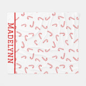 キャンディパーソナライズされたー・ケーン・クリスマス フリースブランケット (正面(横))