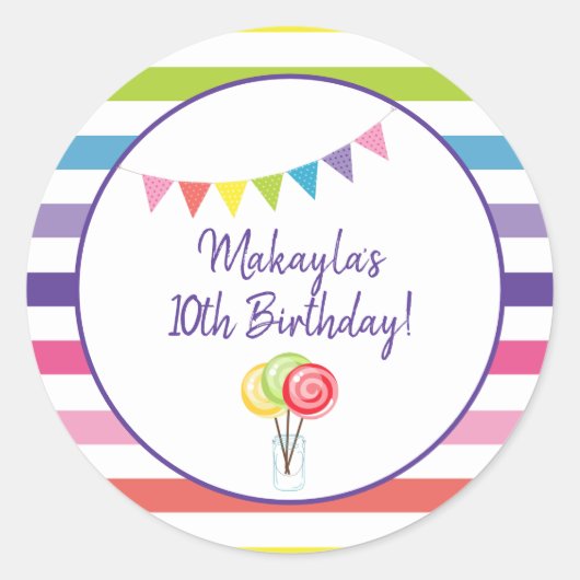 キャンディパーティースイートショップバースデーパーティーレインボー ラウンドシール (正面)