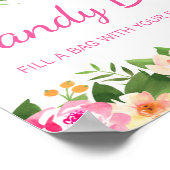 キャンディビュッフェピンクフローラベビーシャワーサイン ポスター (角)