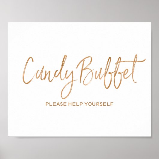 キャンディビュッフェ8x10スタイリッシュバラ金ゴールド結婚のサイン ポスター (正面)