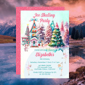 キャンディビレッジアイススケートで滑るガールズバースデーパーティー 招待状
