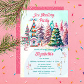 キャンディビレッジアイススケートで滑るガールズバースデーパーティー 招待状