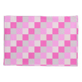 キャンディピンクとホワイトチェックパターン 枕カバー (裏面)