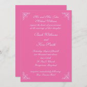 キャンディピンクに結婚式招待状を渦巻く 招待状 (正面/裏面)